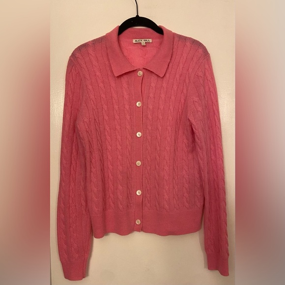 Alex Mill Mini Pink Knit Cardigan Sweater Alpaca Blend Pink Size Small - Picture 4 of 10